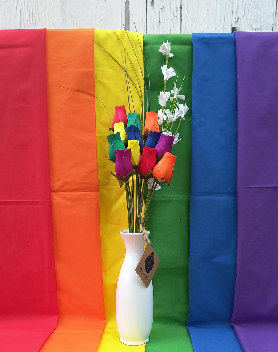 Gay Pride Rainbow of Wooden Roses Flower Bouquet - The Original Wooden Rose