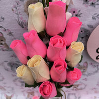 It's A Girl Light Pink, and White Wooden Rose Flower Bouquet - The Original Wooden Rose