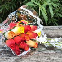 Fall Sunrise Light Fall Colors Wooden Rose Flower Bouquet - The Original Wooden Rose