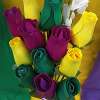 Mardi Gras Wooden Rose Flower Bouquet - The Original Wooden Rose