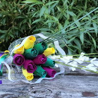 Mardi Gras Wooden Rose Flower Bouquet - The Original Wooden Rose