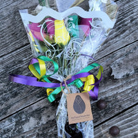 Mardi Gras Wooden Rose Flower Bouquet - The Original Wooden Rose