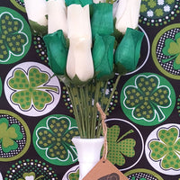 Saint Patrick's Day Green and White Wooden Rose Flower Bouquet - The Original Wooden Rose