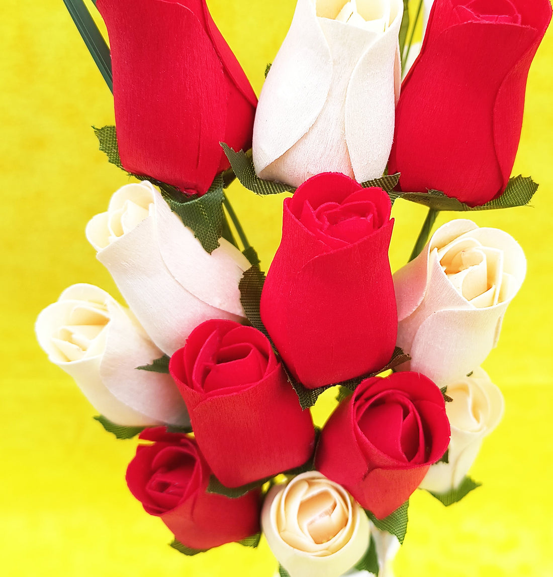 Valentines Day Red and White Wooden Rose Flower Bouquet - The Original Wooden Rose