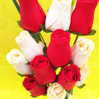 Valentines Day Red and White Wooden Rose Flower Bouquet - The Original Wooden Rose