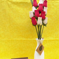 Valentines Day Red and White Wooden Rose Flower Bouquet - The Original Wooden Rose