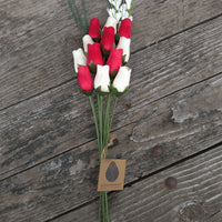 Valentines Day Red and White Wooden Rose Flower Bouquet - The Original Wooden Rose