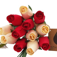 Valentines Day Red and White Wooden Rose Flower Bouquet - The Original Wooden Rose