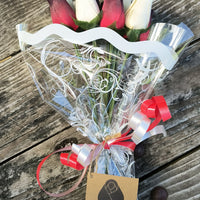 Red with Black Tips and White Wooden Rose Flower Bouquet - The Original Wooden Rose