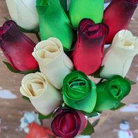 Primitive Christmas Wooden Rose Flower Bouquet - The Original Wooden Rose