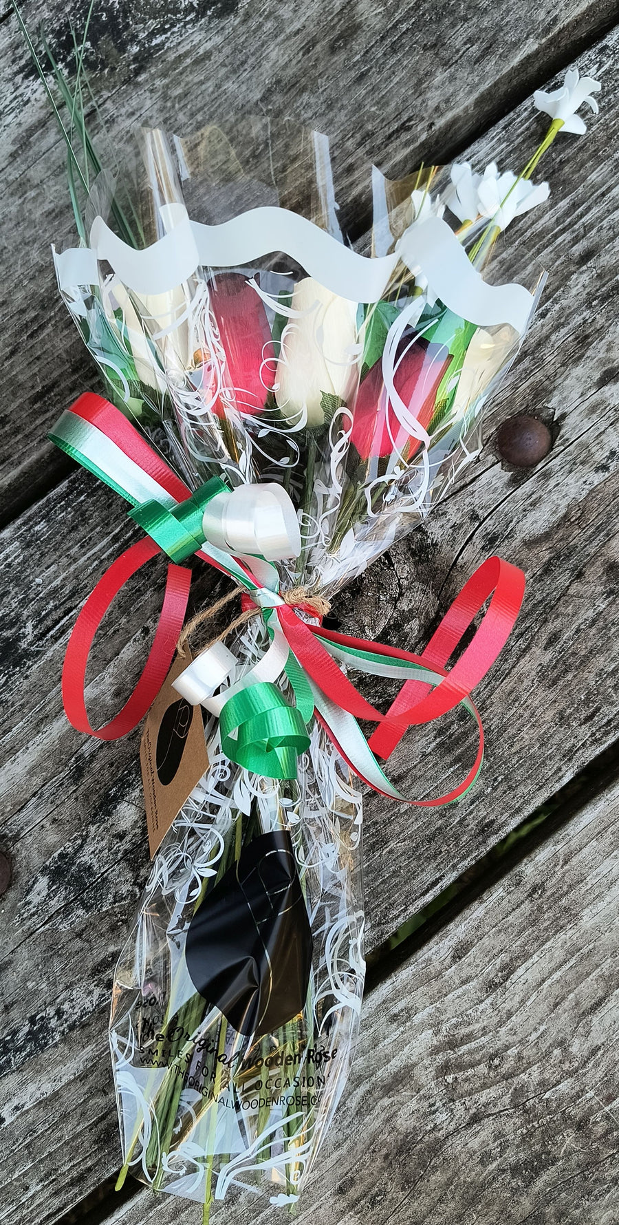 Primitive Christmas Wooden Rose Flower Bouquet - The Original Wooden Rose