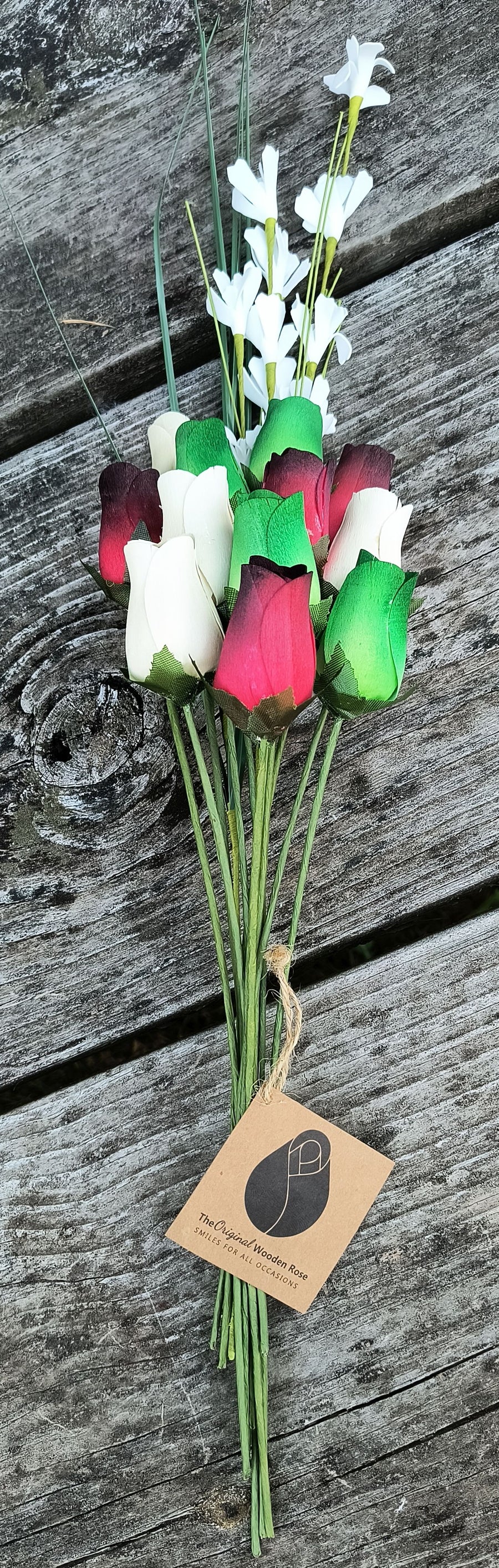 Primitive Christmas Wooden Rose Flower Bouquet - The Original Wooden Rose