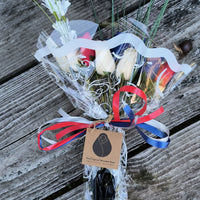 Patriotic Holiday Wooden Rose Bouquet RED, WHITE, and BLUE - The Original Wooden Rose