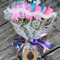 3 Color Spring Wooden Rose Flower Bouquet - The Original Wooden Rose