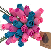 3 Color Spring Wooden Rose Flower Bouquet - The Original Wooden Rose