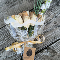 50 Year Anniversary Gold and White Wooden Rose Flower Bouquet - The Original Wooden Rose