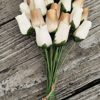 50 Year Anniversary Gold and White Wooden Rose Flower Bouquet - The Original Wooden Rose