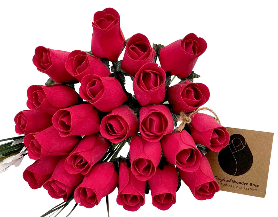 All Red Wooden Rose Flower Bouquet - The Original Wooden Rose