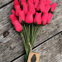 All Red Wooden Rose Flower Bouquet - The Original Wooden Rose