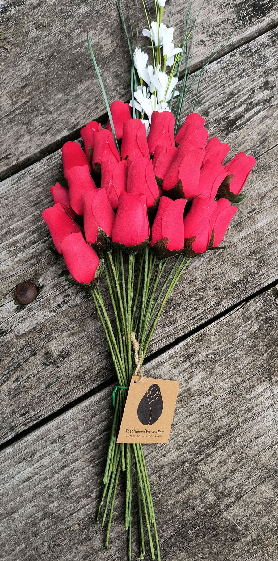 All Red Wooden Rose Flower Bouquet - The Original Wooden Rose