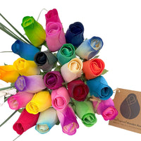 Vibrant Assorted Colors Wooden Rose Flower Bouquet - The Original Wooden Rose