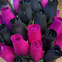 Halloween Black and Violet Wooden Rose Flower Bouquet - The Original Wooden Rose