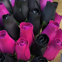 Halloween Black and Violet Wooden Rose Flower Bouquet - The Original Wooden Rose