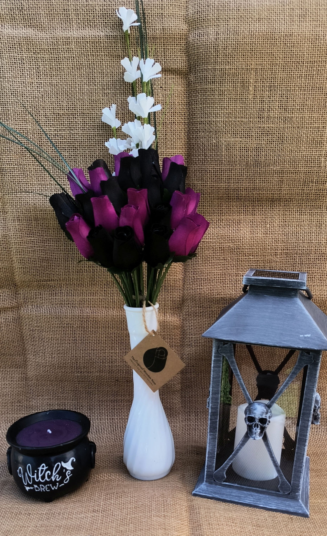 Halloween Black and Violet Wooden Rose Flower Bouquet - The Original Wooden Rose