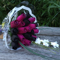 Halloween Black and Violet Wooden Rose Flower Bouquet - The Original Wooden Rose