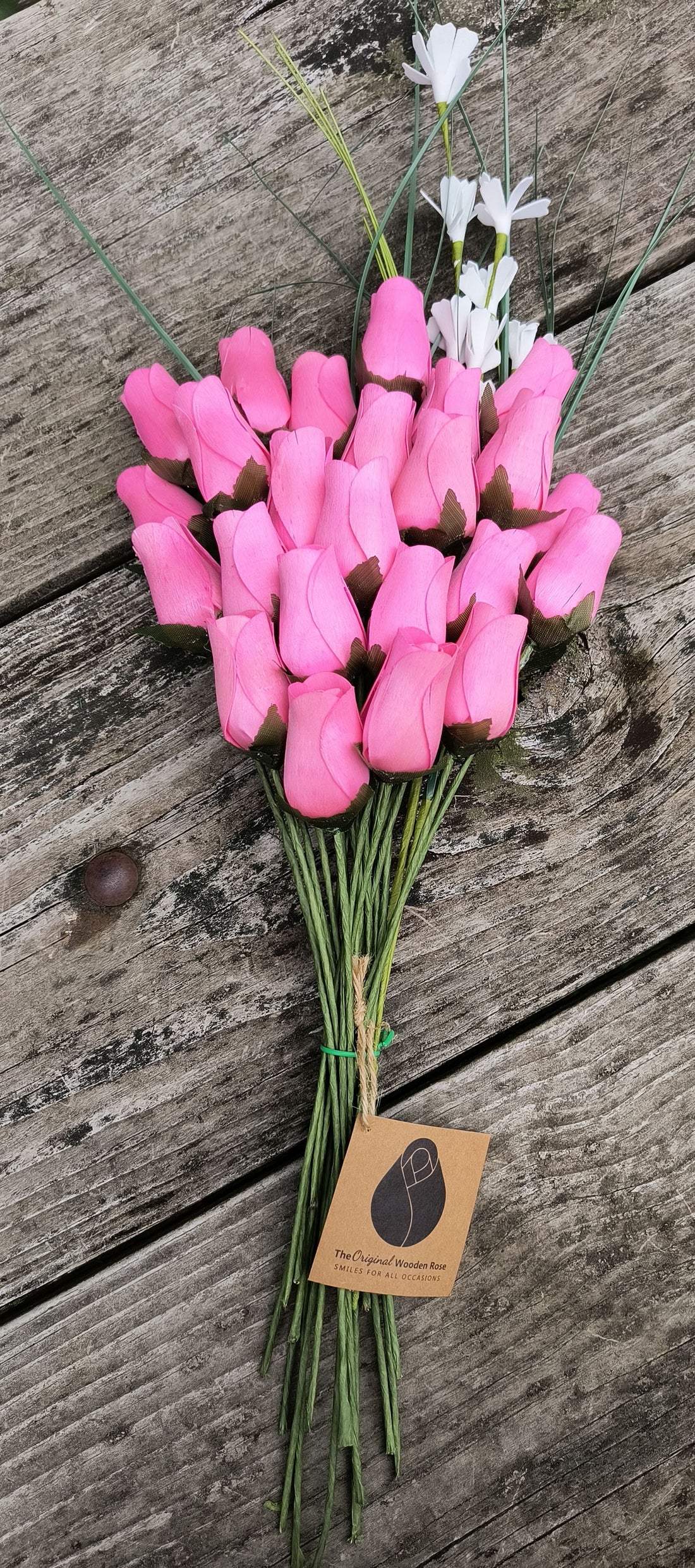 Breast Cancer Awareness All Pink Wooden Rose Bouquet - The Original Wooden Rose