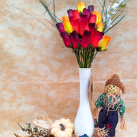 Dark Fall Harvest Colors. Yellows, Oranges, Reds Wooden Rose Flower Bouquet - The Original Wooden Rose