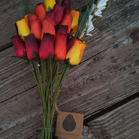 Dark Fall Harvest Colors. Yellows, Oranges, Reds Wooden Rose Flower Bouquet - The Original Wooden Rose