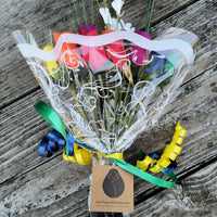 Autism Aware Rainbow of Wooden Roses Flower Bouquet - The Original Wooden Rose