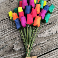 Gay Pride Rainbow of Wooden Roses Flower Bouquet - The Original Wooden Rose