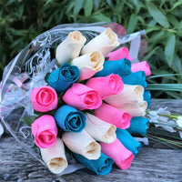 Gender Reveal Wooden Rose Flower Bouquet - The Original Wooden Rose