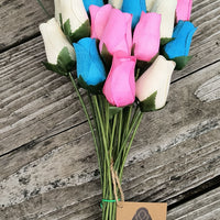 Gender Reveal Wooden Rose Flower Bouquet - The Original Wooden Rose