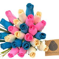 Gender Reveal Wooden Rose Flower Bouquet - The Original Wooden Rose