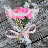 It's A Girl Light Pink, and White Wooden Rose Flower Bouquet - The Original Wooden Rose