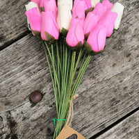 It's A Girl Light Pink, and White Wooden Rose Flower Bouquet - The Original Wooden Rose