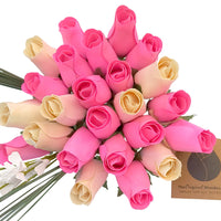 It's A Girl Light Pink, and White Wooden Rose Flower Bouquet - The Original Wooden Rose