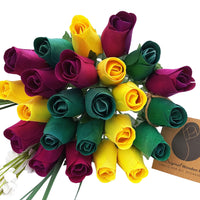 Mardi Gras Wooden Rose Flower Bouquet - The Original Wooden Rose