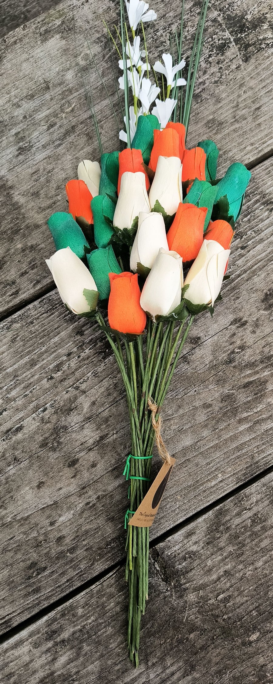 Irish Flag Saint Patty Day Wooden Rose Flower Bouquet - The Original Wooden Rose