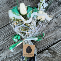 Saint Patrick's Day Green and White Wooden Rose Flower Bouquet - The Original Wooden Rose