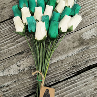 Saint Patrick's Day Green and White Wooden Rose Flower Bouquet - The Original Wooden Rose