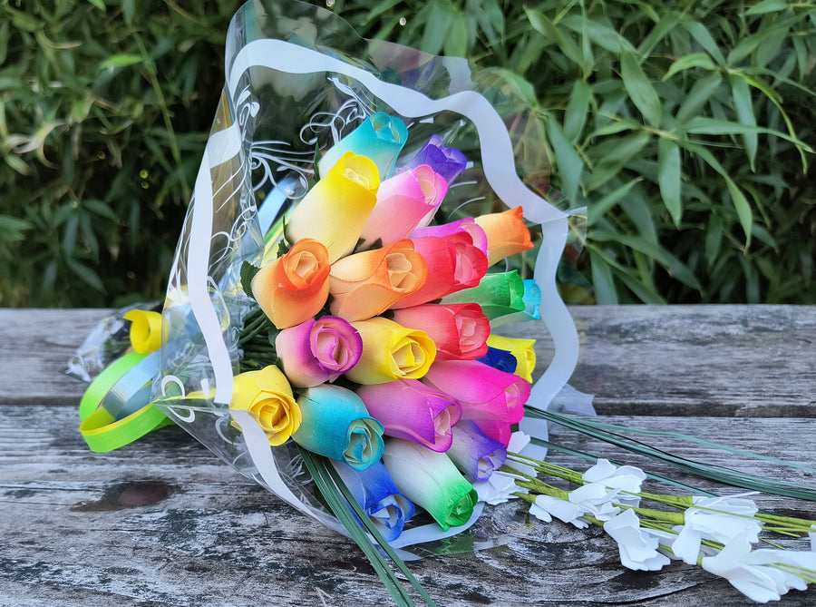 Spring Easter Wooden Rose Flower Bouquet - The Original Wooden Rose