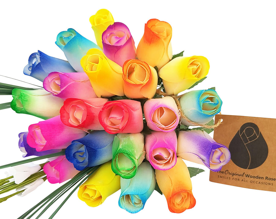 Spring Easter Wooden Rose Flower Bouquet - The Original Wooden Rose