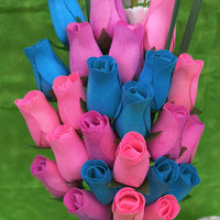 3 Color Spring Wooden Rose Flower Bouquet - The Original Wooden Rose