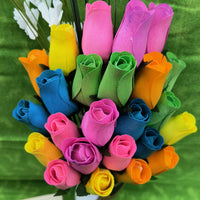 6 Color Spring Wooden Rose Flower Bouquet - The Original Wooden Rose