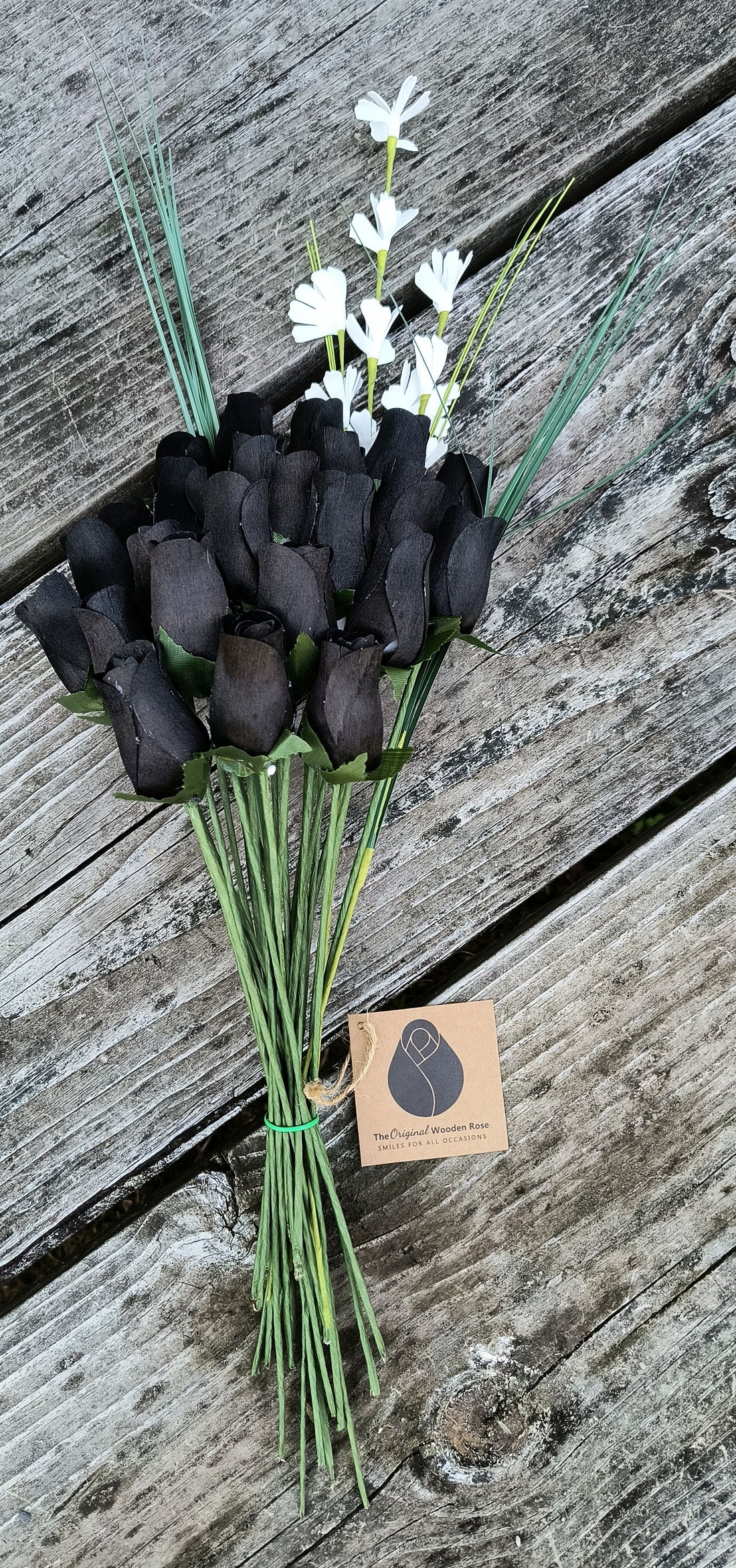 Halloween all Black Wooden Rose Flower Bouquet - The Original Wooden Rose