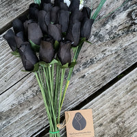 Halloween all Black Wooden Rose Flower Bouquet - The Original Wooden Rose